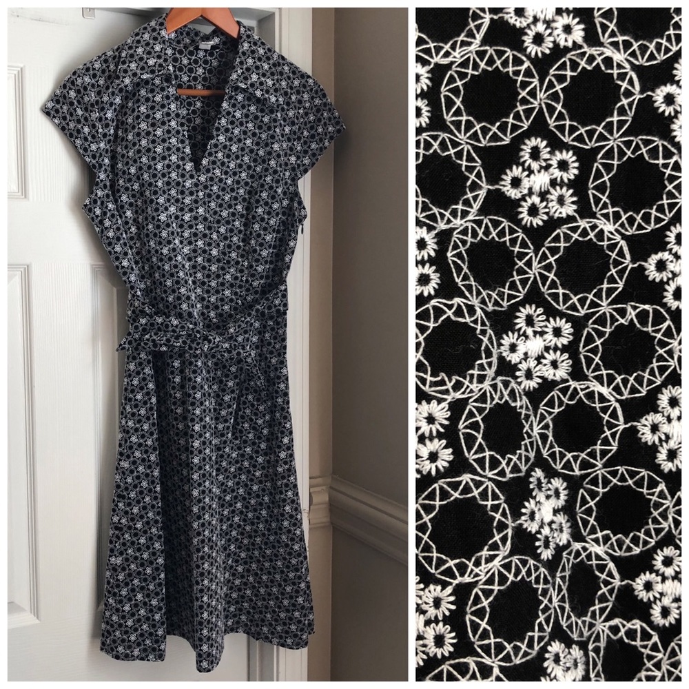 LOFT Black and White Patterned Dress